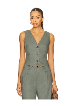 SNDYS x REVOLVE Allegra Linen Vest in Olive. Size L. Also in M, S, XS, XXL, XXS.
