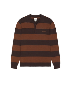 Rhythm Ventura Stripe Knit Polo in Brown. Size L. Also in S.