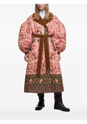 FARM Rio x Barbour Cami floral quilted belted coat - Pink