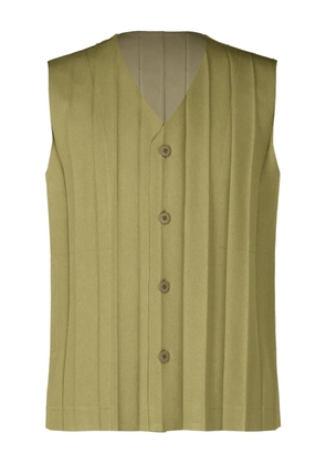 Homme Plissé Issey Miyake pleated button-front vest - Green
