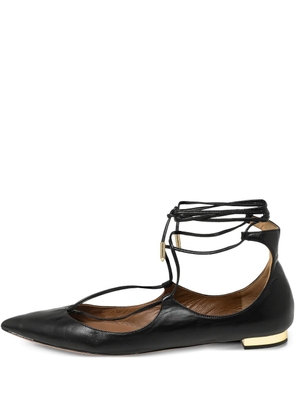 Aquazzura pre-owned laced flat pumps - Black
