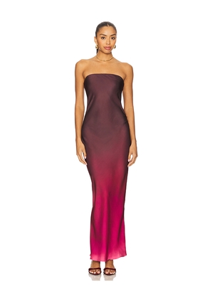 ROCOCO SAND Strapless Maxi Dress in Wine. Size L. Also in M, S, XL, XS.