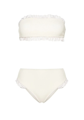 PARAMIDONNA Kylie ruffled-trim bandeau bikini - Neutrals