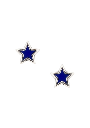 Two Jeys Enameled Star Studs in Metallic Silver.
