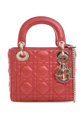 Christian Dior Pre-Owned 2014 Mini Iridescent Lambskin Cannage Lady Dior satchel - Red