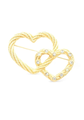 Christian Dior Pre-Owned 2010s heart rhinestone-embellished brooch - Gold
