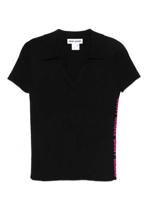 DKNY V-neck side-logo T-shirt - Black
