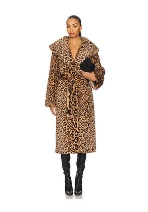 SIMONMILLER Jones Faux Fur Wrap Coat in Brick. Size M. Also in S, XS.