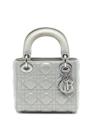 Christian Dior Pre-Owned 2015 Mini Iridescent Lambskin Cannage Lady Dior satchel - Silver