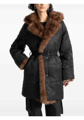 Manière De Voir Alima faux-fur belted coat - Black