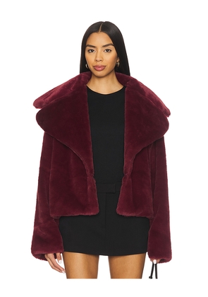superdown x Emma Leger Willow Faux Fur Coat in Burgundy. Size L. Also in M, S, XL, XS, XXS.