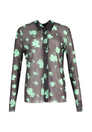 GANNI printed mesh shirt - Black