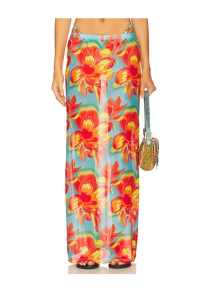 Runaway The Label Miami Maxi Skirt in Blue,Red. Size L. Also in M, S, XL, XS.