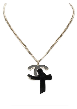 CHANEL Pre-Owned 1986~1988 Coco Mark ribbon necklace - Gold