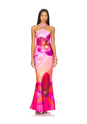 Runaway The Label Chara Maxi Dress in Pink. Size L. Also in S, XL, XS.