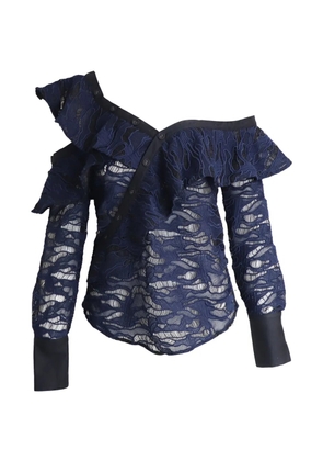 Self-Portrait asymmetric ruffled blouse - Blue