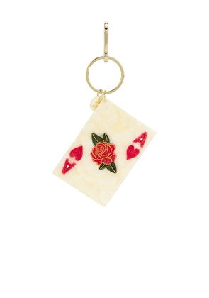 Solar Eclipse Hand-Painted Ace Of Hearts Bag Charm + Keychain in Cream.