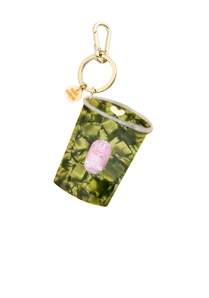 Solar Eclipse Hand-Painted Matcha Bag Charm + Keychain in Green.