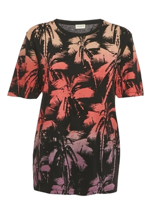 Saint Laurent Pre-Owned palm-tree print T-shirt - Black