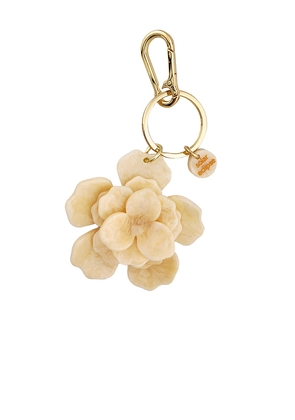 Solar Eclipse Handmade Origami Gardenia Flower Bag Charm + Keychain in Cream.