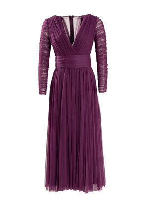 Ana Radu long-sleeve pleated midi dress - Purple