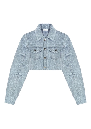 Manière De Voir Catherine cropped bouclé denim jacket - Blue
