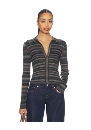 RE/DONE Ribbed Polo Cardi in Black. Size L. Also in M, S, XS.