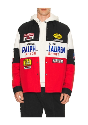 Polo Ralph Lauren Nylon Colorblock RL Racing Sport Shirt in Black,Red. Size L. Also in XL/1X, XXL/2X.