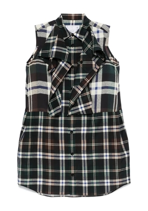 sacai checked mini dress - Green
