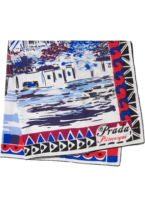 Prada Pittoresque Paris printed foulard - Blue