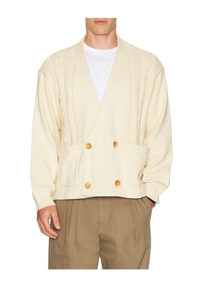 Found Found Double Breasted Cable Knit Cardigan in Cream. Size L. Also in S.