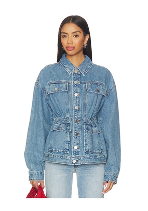 Rag & Bone Amy Cinched Denim Trucker Jacket in Blue. Size M. Also in S, XS.