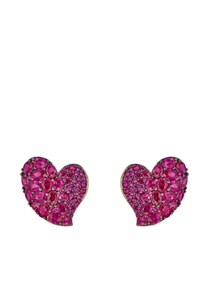 Piranesi 18k rose gold Heart Wave sapphire earrings - Pink