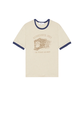 Palmes Remember Ringer T-Shirt in White. Size L. Also in M, S, XL.