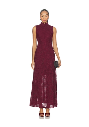 ROTATE Flower Mesh Maxi Dress in Burgundy. Size 32. Also in 36, 38, 40, 42.