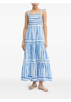 Pedro Del Hierro smocked-striped midi dress - White