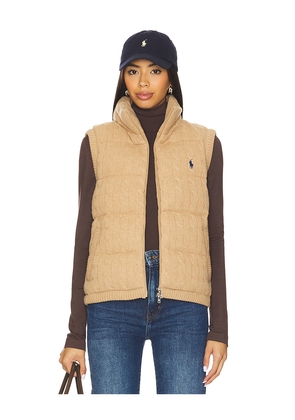 Polo Ralph Lauren Cable Knit Wool Cashmere Quilted Vest in Beige. Size M. Also in S.