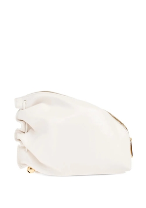 Furla drawstring-detail leather clucth bag - White
