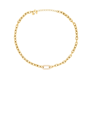 petit moments Pave Carabiner Necklace in Metallic Gold.