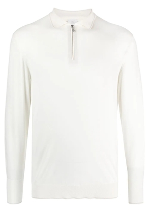 Eleventy half-zip wool polo shirt - White