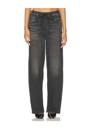 Rag & Bone Miramar Terry Drawstring Wide Leg Jeans in Black. Size L. Also in S, M, XXS.