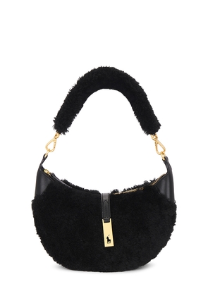 Polo Ralph Lauren Shearling & Vachetta Leather Shoulder Bag Small in Black.