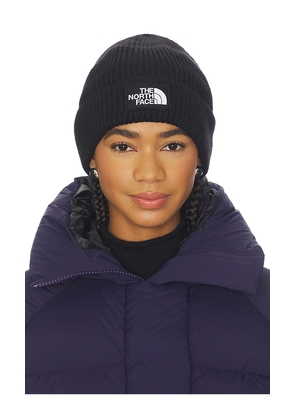 The North Face Logo Box Cuffed Beanie in Black.