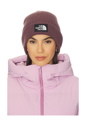 The North Face Logo Box Cuffed Beanie in Grey.