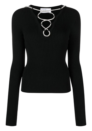 Giuseppe Di Morabito lace-up ribbed-knit top - Black