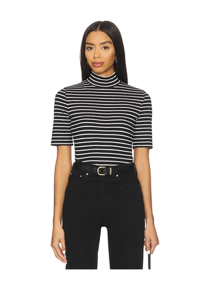 Rag & Bone The Knit Stripe Rib Turtleneck Tee in Black. Size L. Also in M, S, XS.
