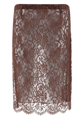 Saint Laurent lace pencil skirt - Brown