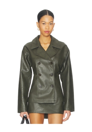 superdown Caroline Faux Leather Jacket in Olive. Size L. Also in M, S, XS, XXS.
