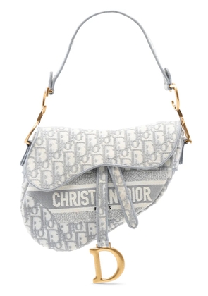 Christian Dior Pre-Owned 2021 Oblique Embroidered Canvas Saddle Bag shoulder bag - Grey