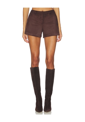SNDYS Woods Faux Suede Short in Chocolate. Size L. Also in M, S, XL, XS, XXL, XXS.